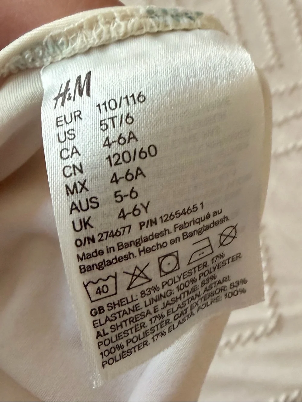 H&M Cream One-Piece Swimsuit with Pastel Dot Accents